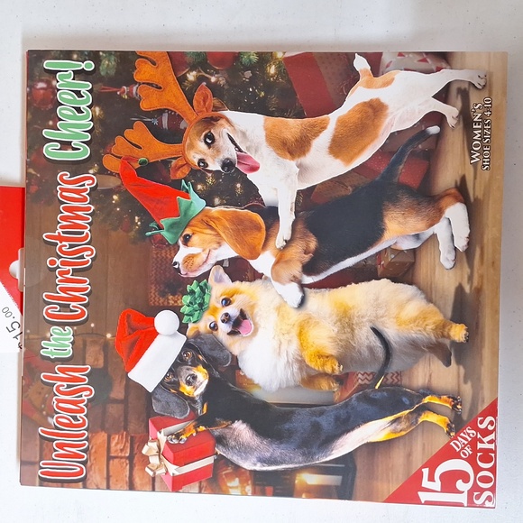 NEW! Women's Holiday Dogs 15 Days of Socks Advent Calendar - Sizes 4-10 - Picture 1 of 8